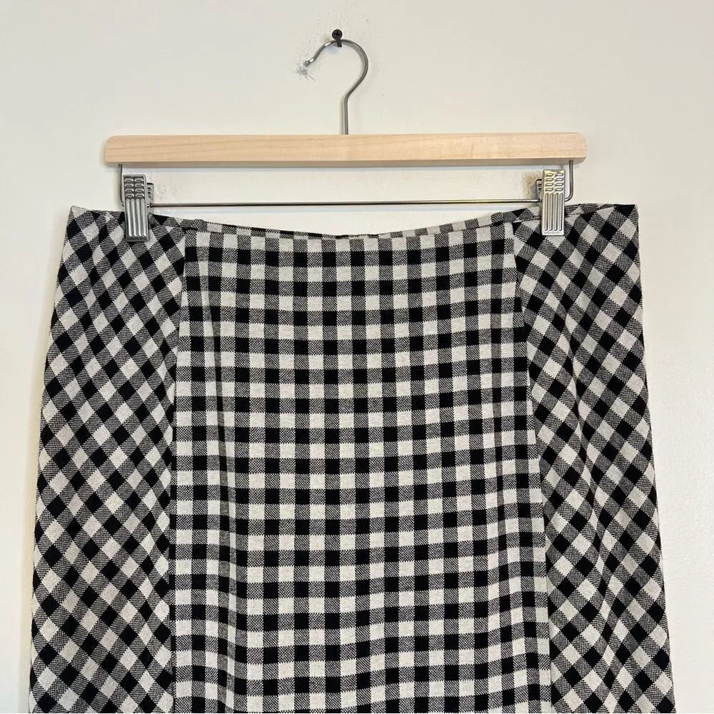 J. Jill Ponte Black and White Gingham Check Pencil Skirt Size Medium Pull on